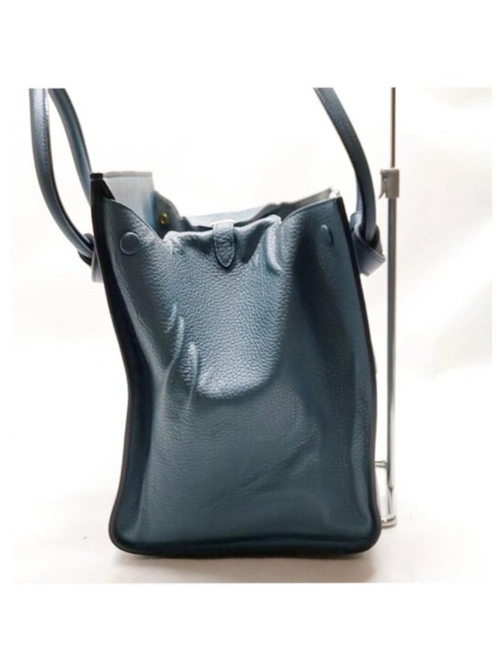 Authentic Celine Cabas Phantom Leather Tote Bag w/ Pouch Blue - Picture 5 of 16